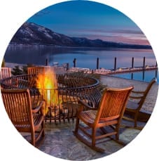 Warm up by a lakeside firepit