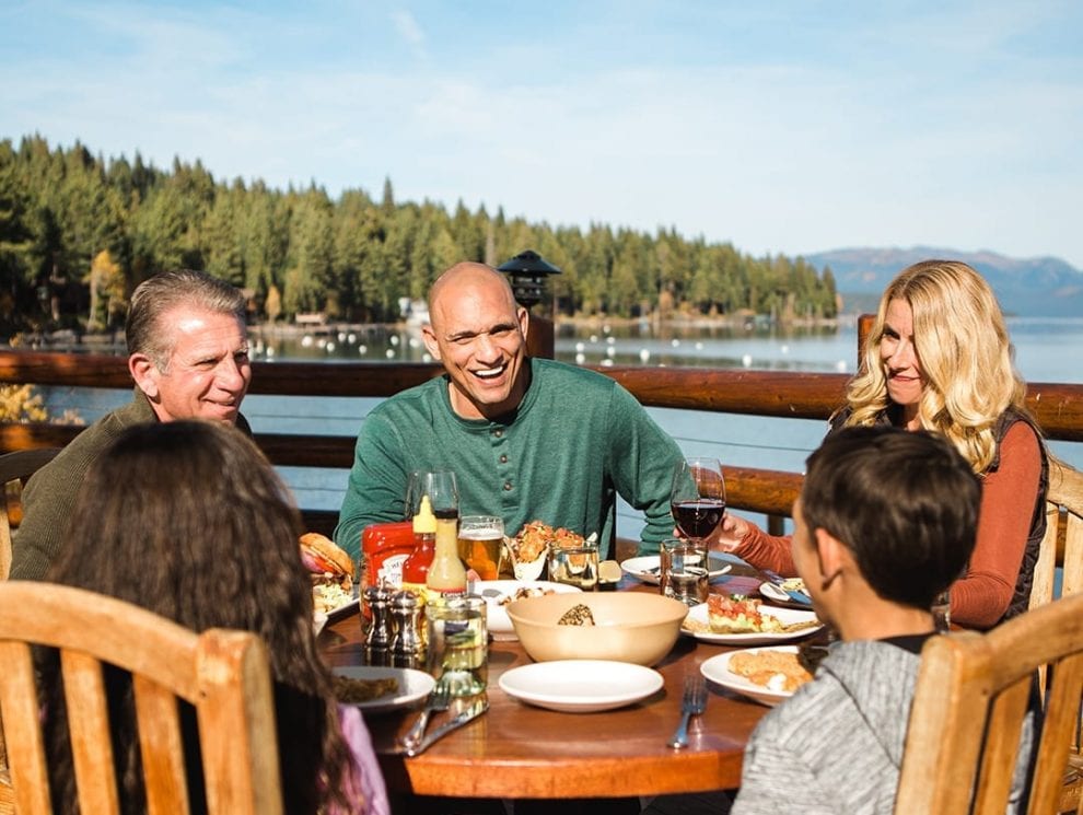 Family dining around Lake Tahoe
